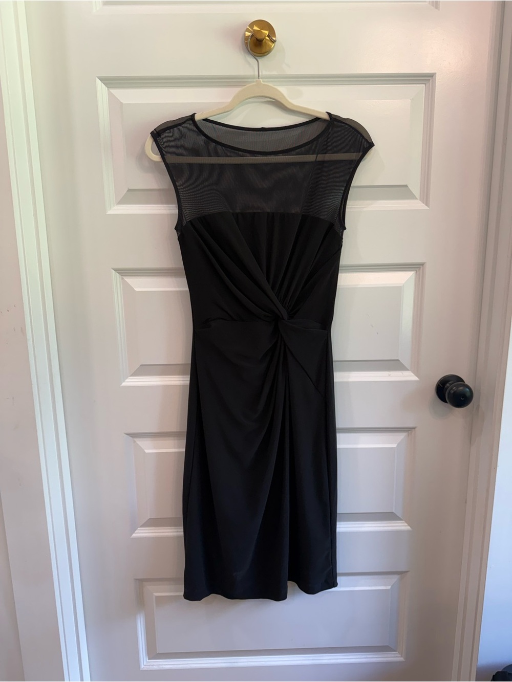 Lauren Ralph Lauren Black Sheer Mesh Top Twist Front Cocktail Dress Size 4